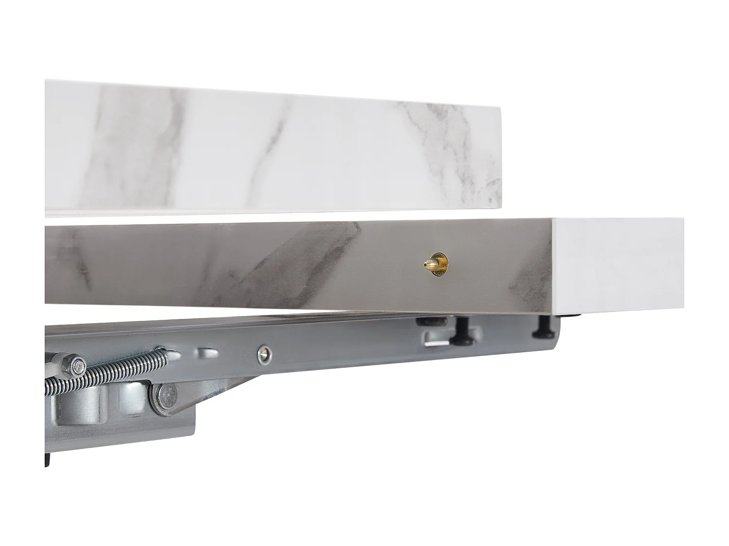 Tavolo da pranzo estensibile per 4/6 persone - 99/159 x 75 x 75 cm - MDF + Gambe in metallo - Effetto marmo - Bianco + nero