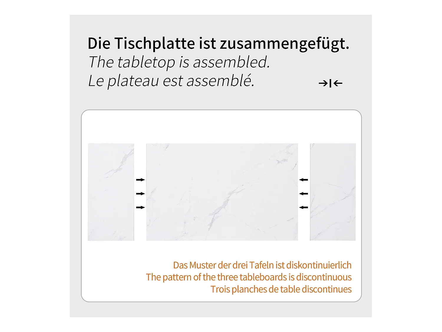 Uitschuifbare eettafel - 99-159 x 74 x 77 cm - Marmerlook blad - MDF & Metaal - Wit + Zwart