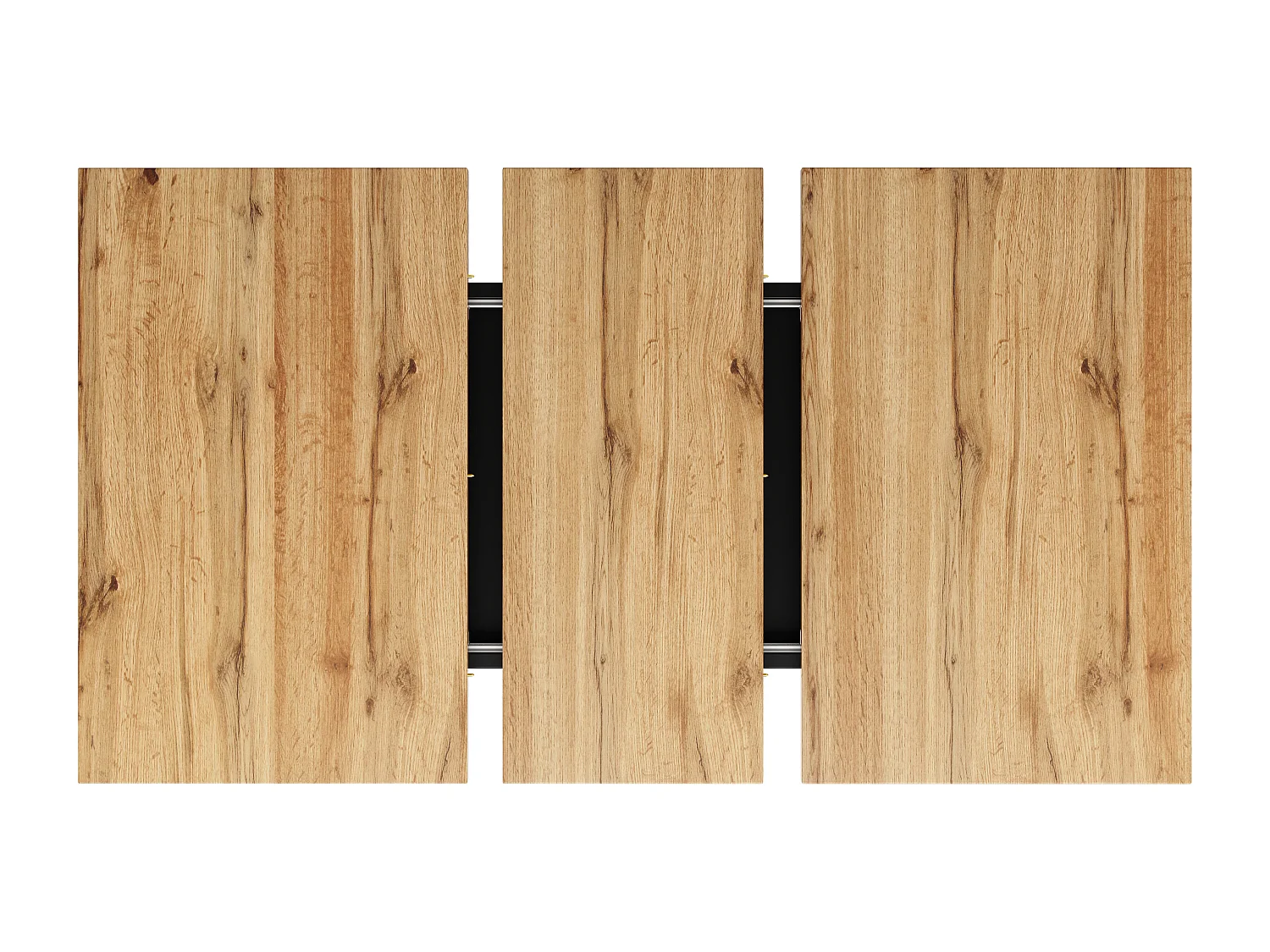Ausziehbarer Esstisch für 4 bis 6 Personen - 118/157 x 70 x 75 cm - Ausziehbare Platte - MDF + Metallbeine - Natur + Schwarz