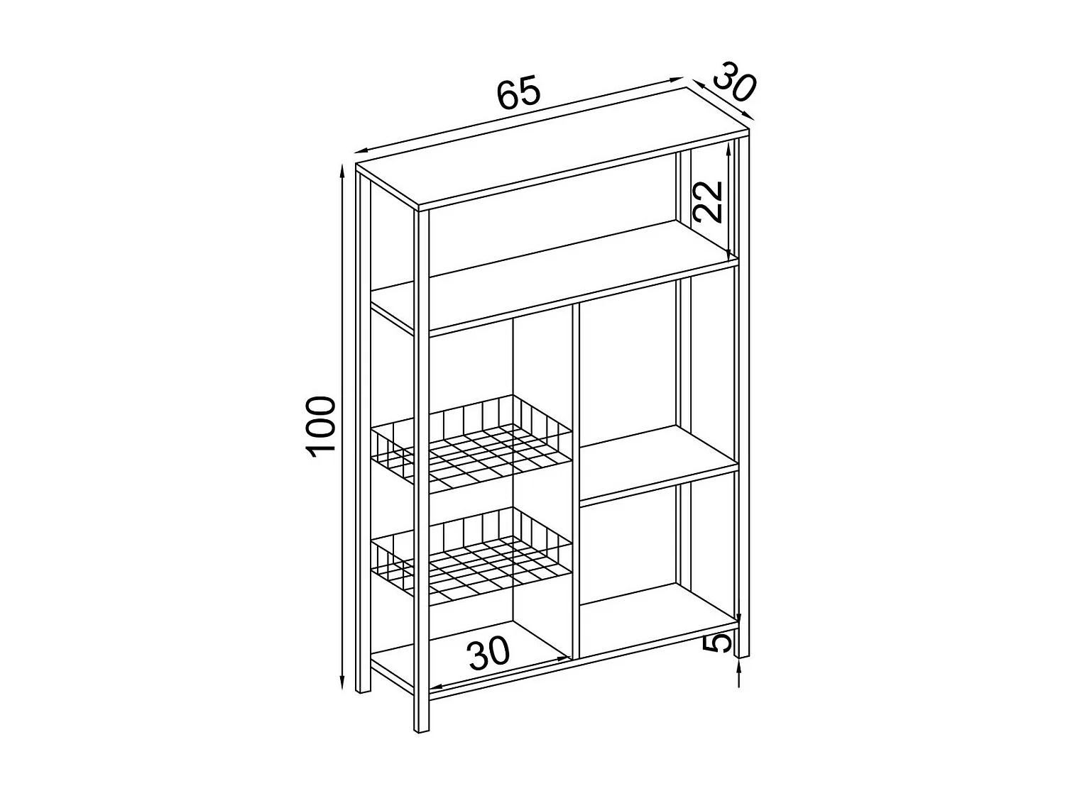 Prateleira de Arrumação Belita, Branco, 65x30x100 cm, Epikasa