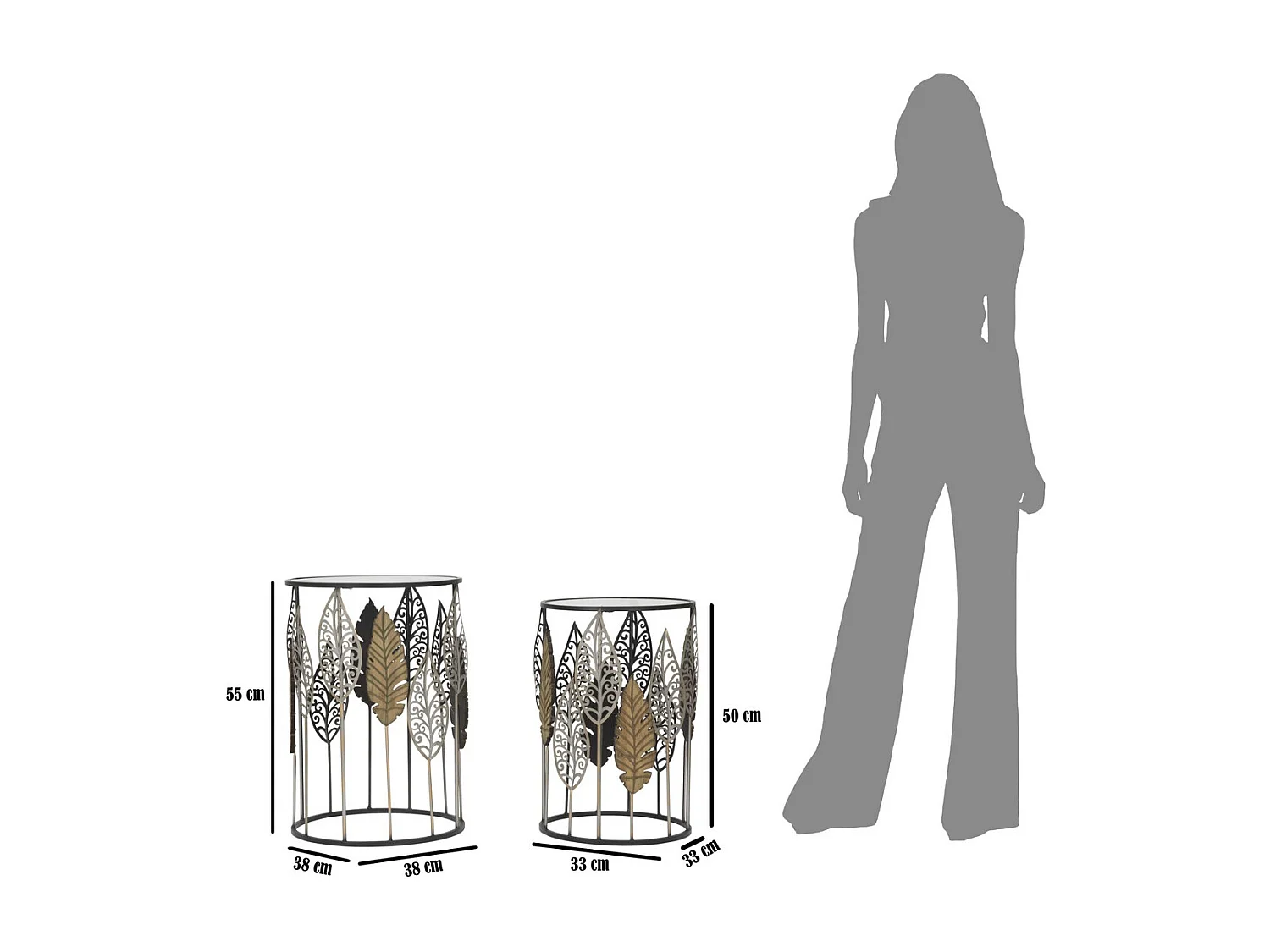 Table d'Appoint Feuille 65, Multicouleur, 38x38x55 cm, Seven Design