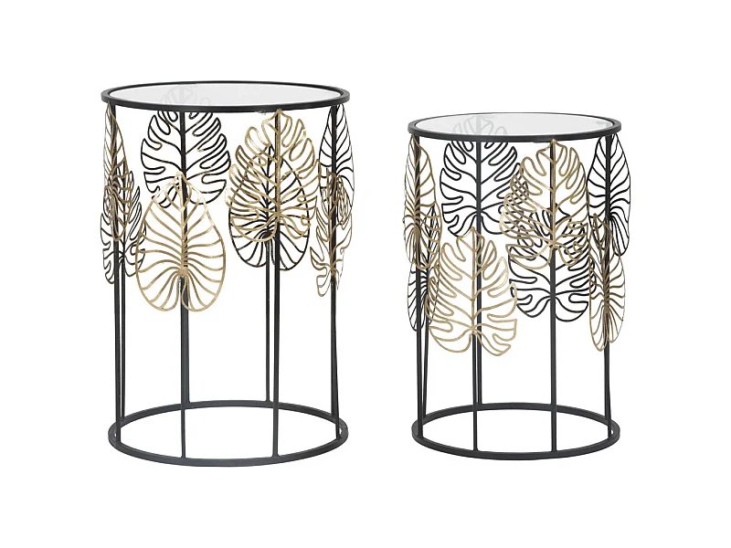 Table d'Appoint Feuille 67, Noir, 38x38x55 cm, Seven Design