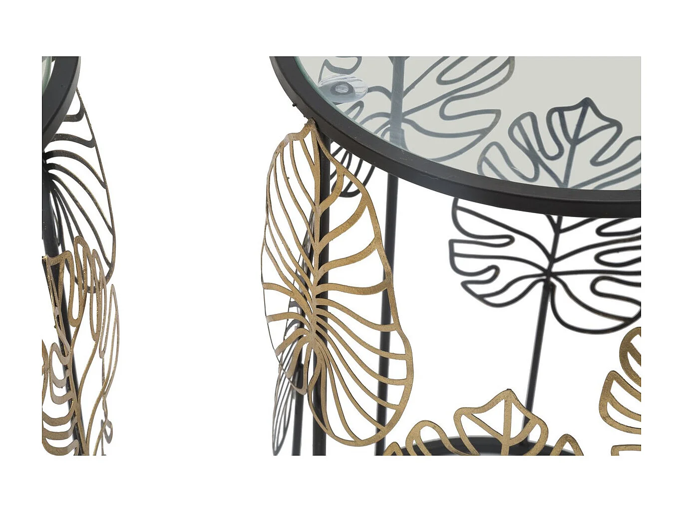 Table d'Appoint Feuille 67, Noir, 38x38x55 cm, Seven Design