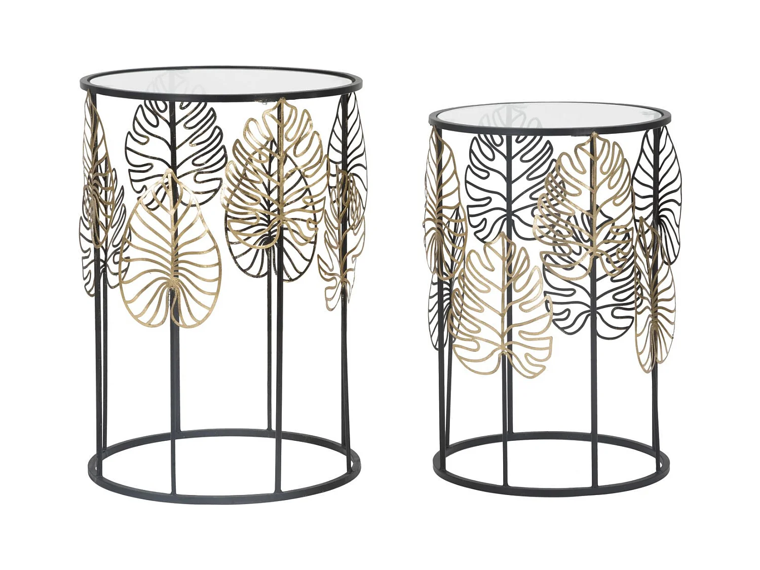 Table d'Appoint Feuille 67, Noir, 38x38x55 cm, Epikasa