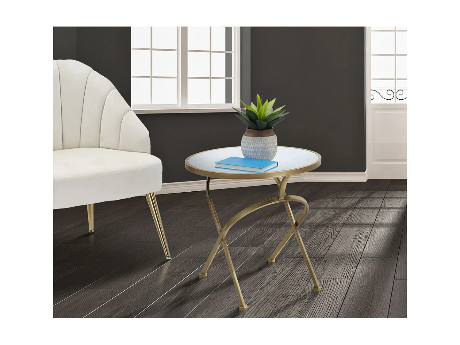 Table d'Appoint MF542, Or, 50,5x50,5x50 cm, Seven Design