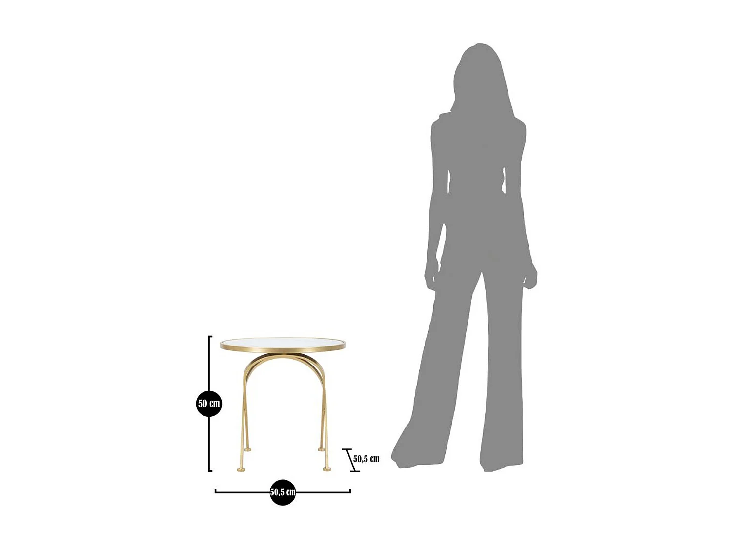 Table d'Appoint MF542, Or, 50,5x50,5x50 cm, Seven Design