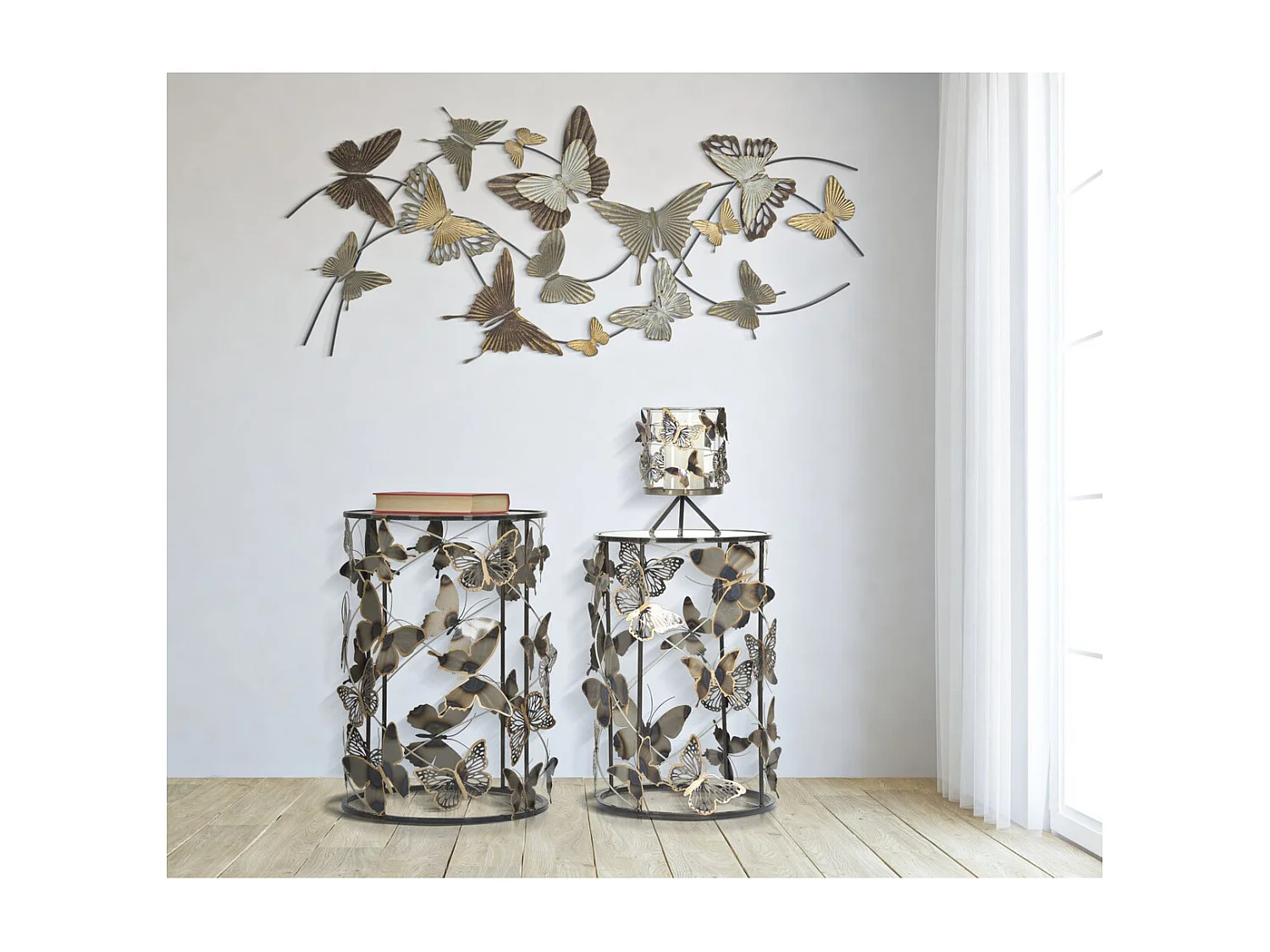 Stolik Kawowy Motyl 34, Wielokolorowy, 41,3x41,3x55 cm, Seven Design