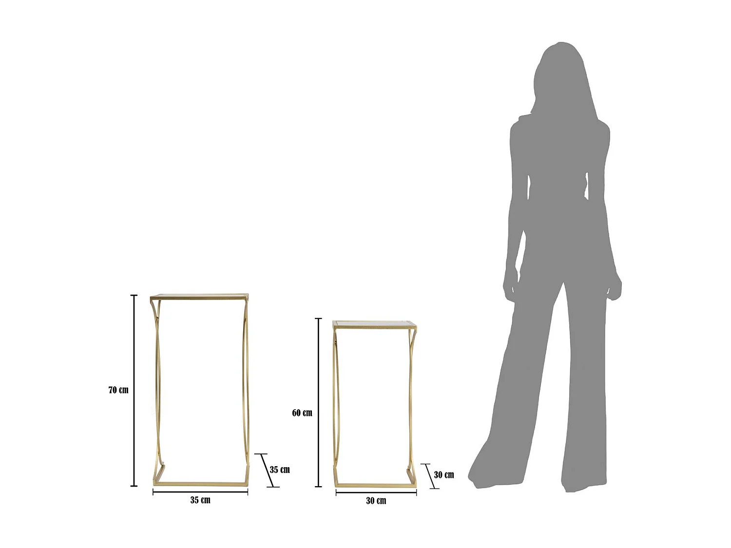 Table d'Appoint MF541, Or, 35x35x70 cm, Seven Design