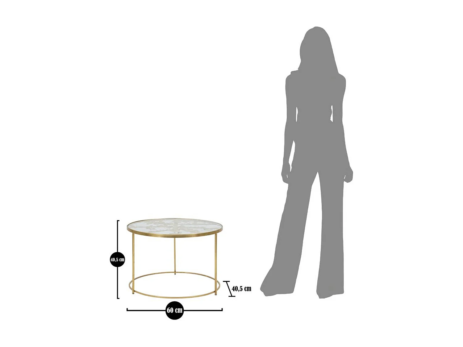 Table d'Appoint MF559, Or, 60x60x40,5 cm, Seven Design