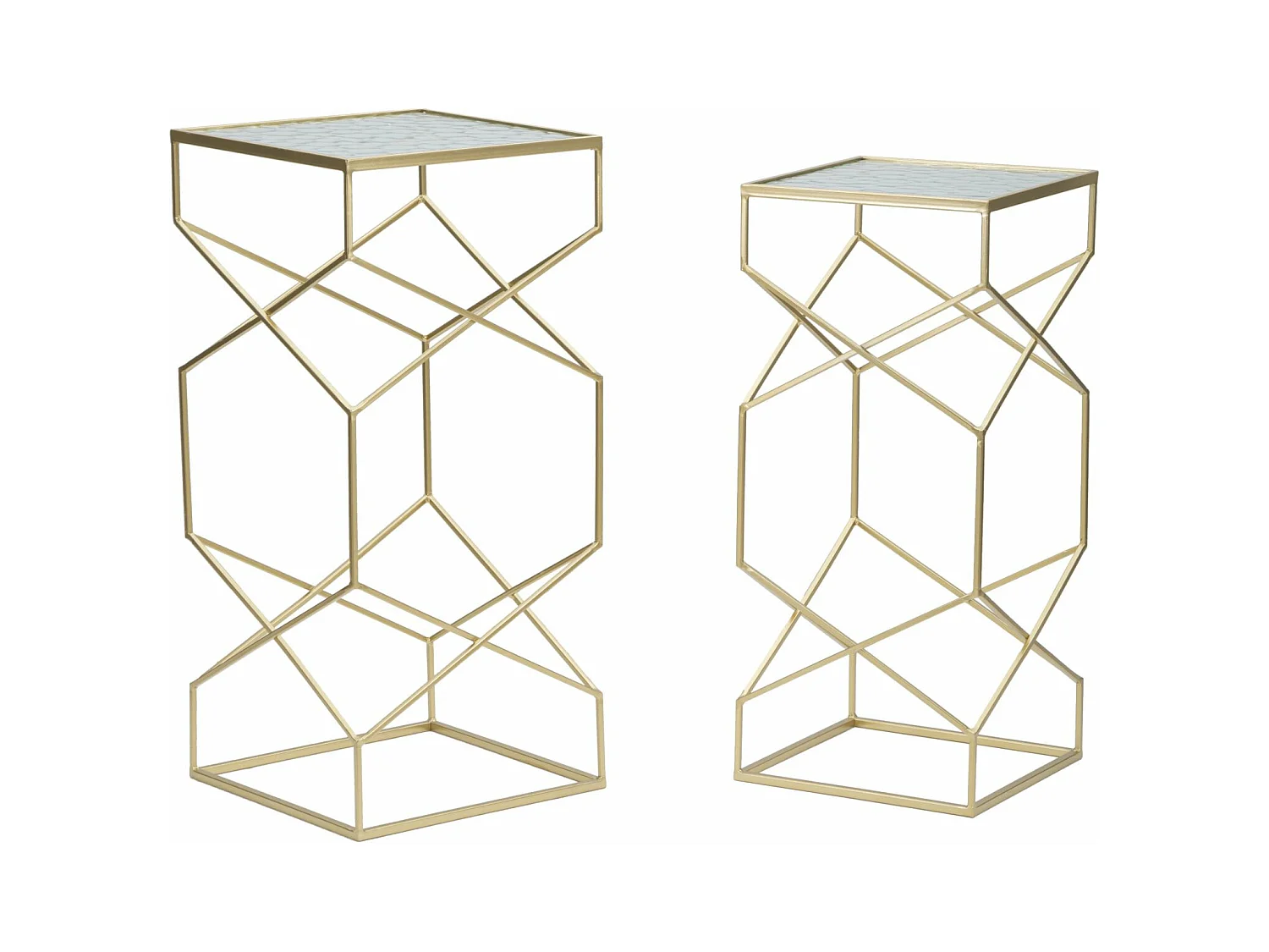 Table d'Appoint MF565, Or, 31,5x31,5x68 cm, Epikasa