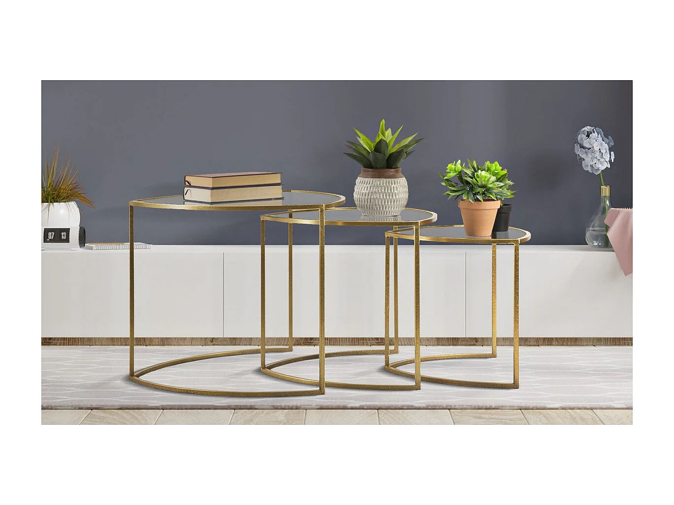 Table d'Appoint MF553, Or, 60x60x50 cm, Seven Design