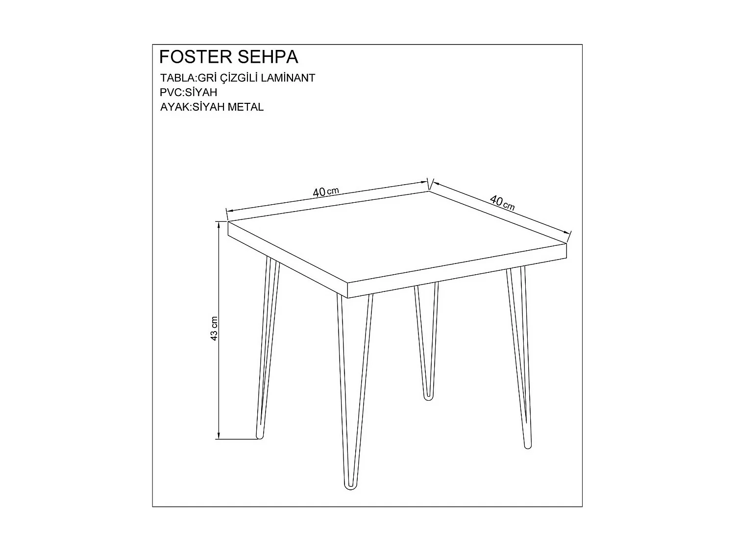 Mesa de Centro Foster, Cinzento, 40x40x43 cm, Epikasa