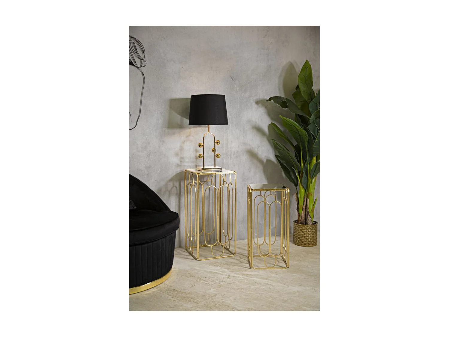 Table d'Appoint MF558, Or, 35x35x70 cm, Seven Design