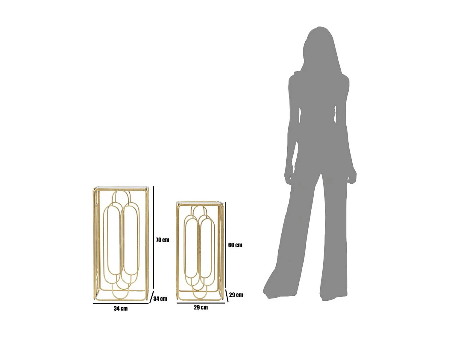 Table d'Appoint MF558, Or, 35x35x70 cm, Seven Design