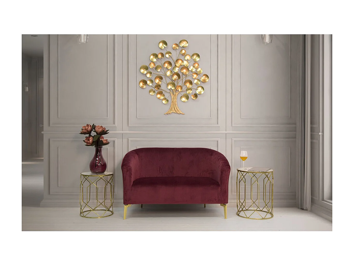 Table d'Appoint MF561, Or, 42x42x53 cm, Seven Design