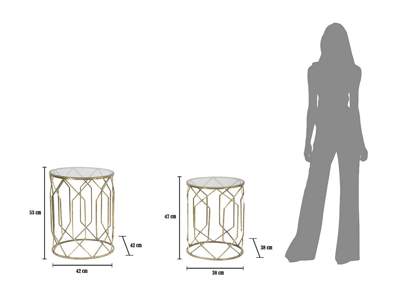 Table d'Appoint MF561, Or, 42x42x53 cm, Seven Design