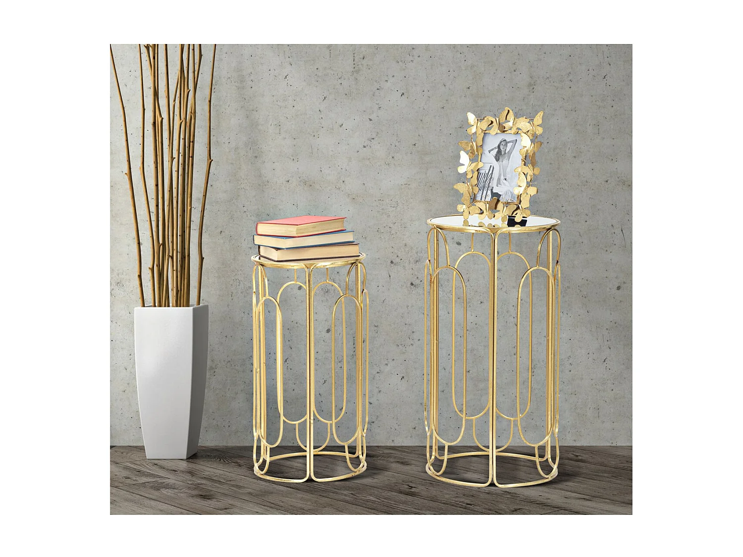 Mesa de Centro MF555, Oro, 36,5x36,5x70 cm, Seven Design