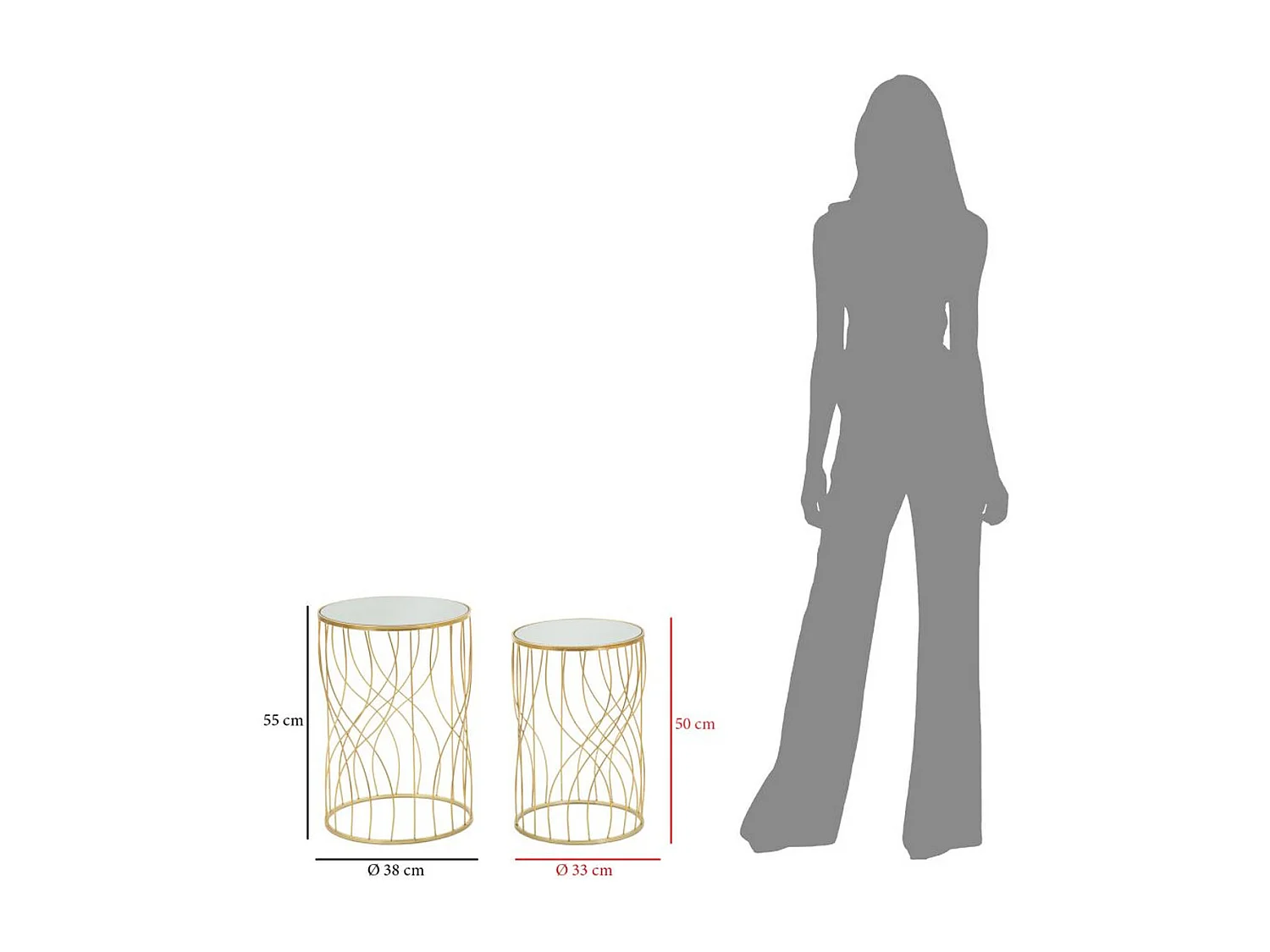 Table d'Appoint MF545, Or, 38x38x55 cm, Seven Design