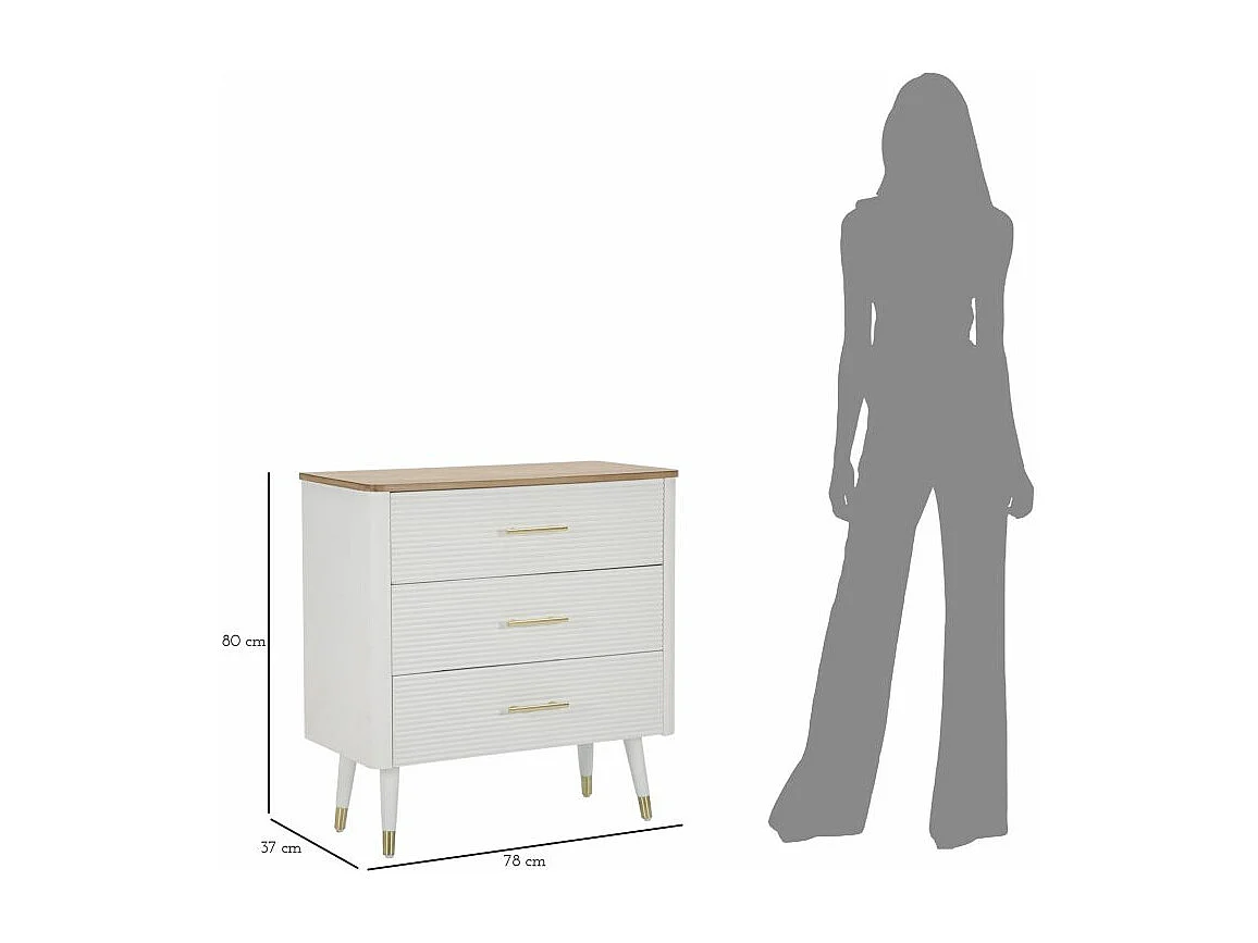 Cassettiera MF8, Bianco, 78x37x80 cm, Seven Design