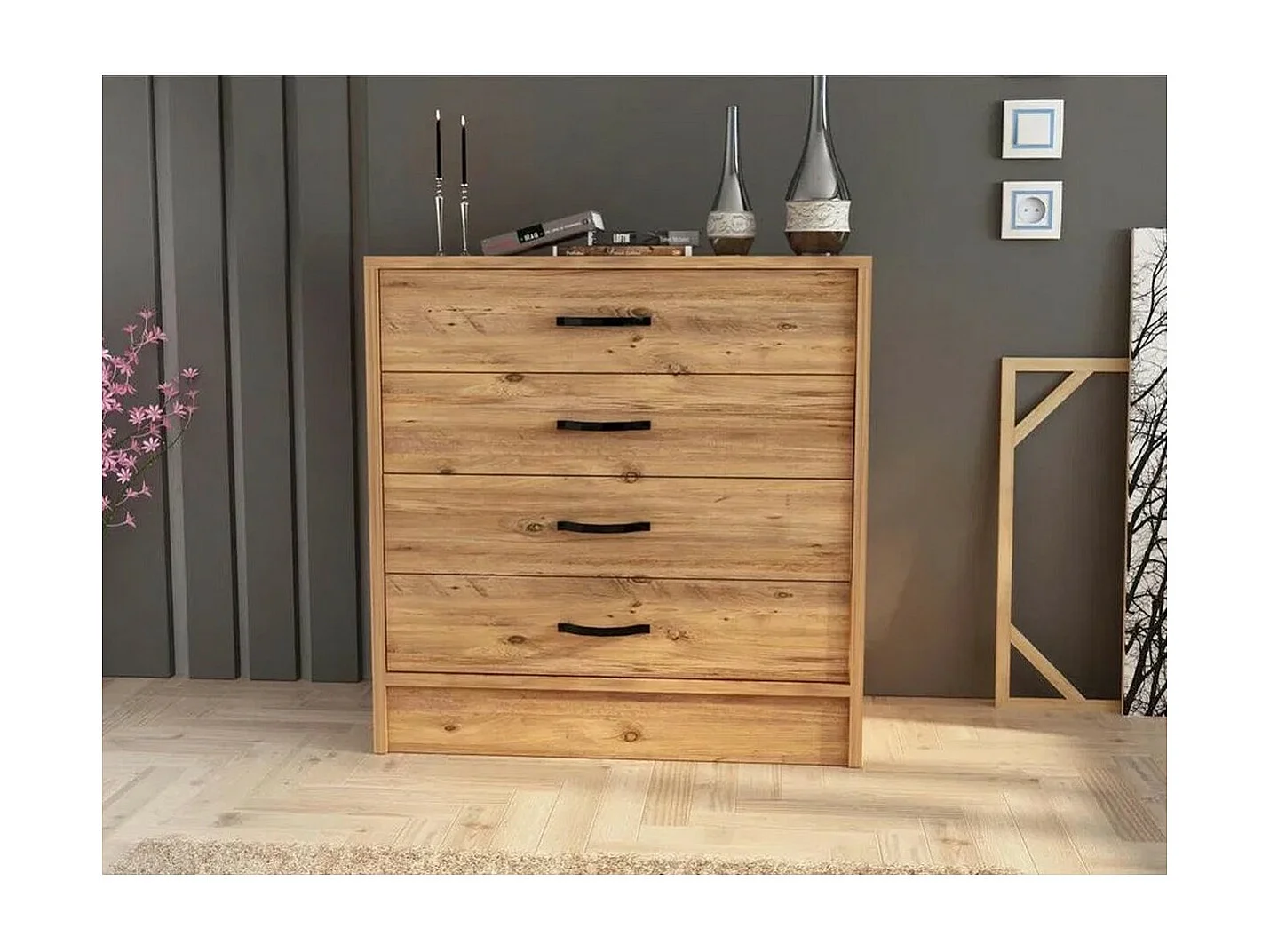 Komoda z Szufladami Tina, Brązowy, 86x38x79 cm, Epikasa