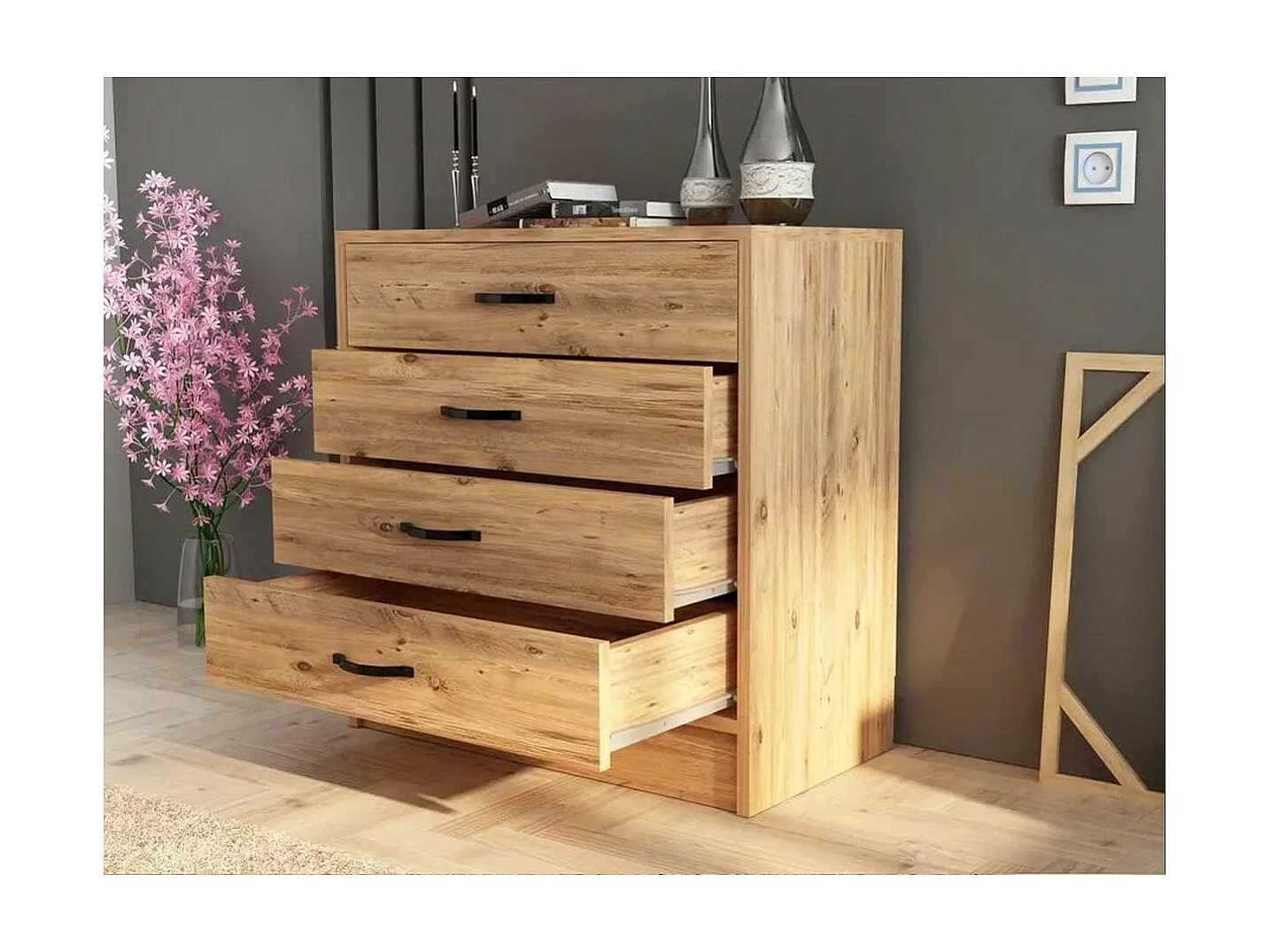 Komoda z Szufladami Tina, Brązowy, 86x38x79 cm, Epikasa