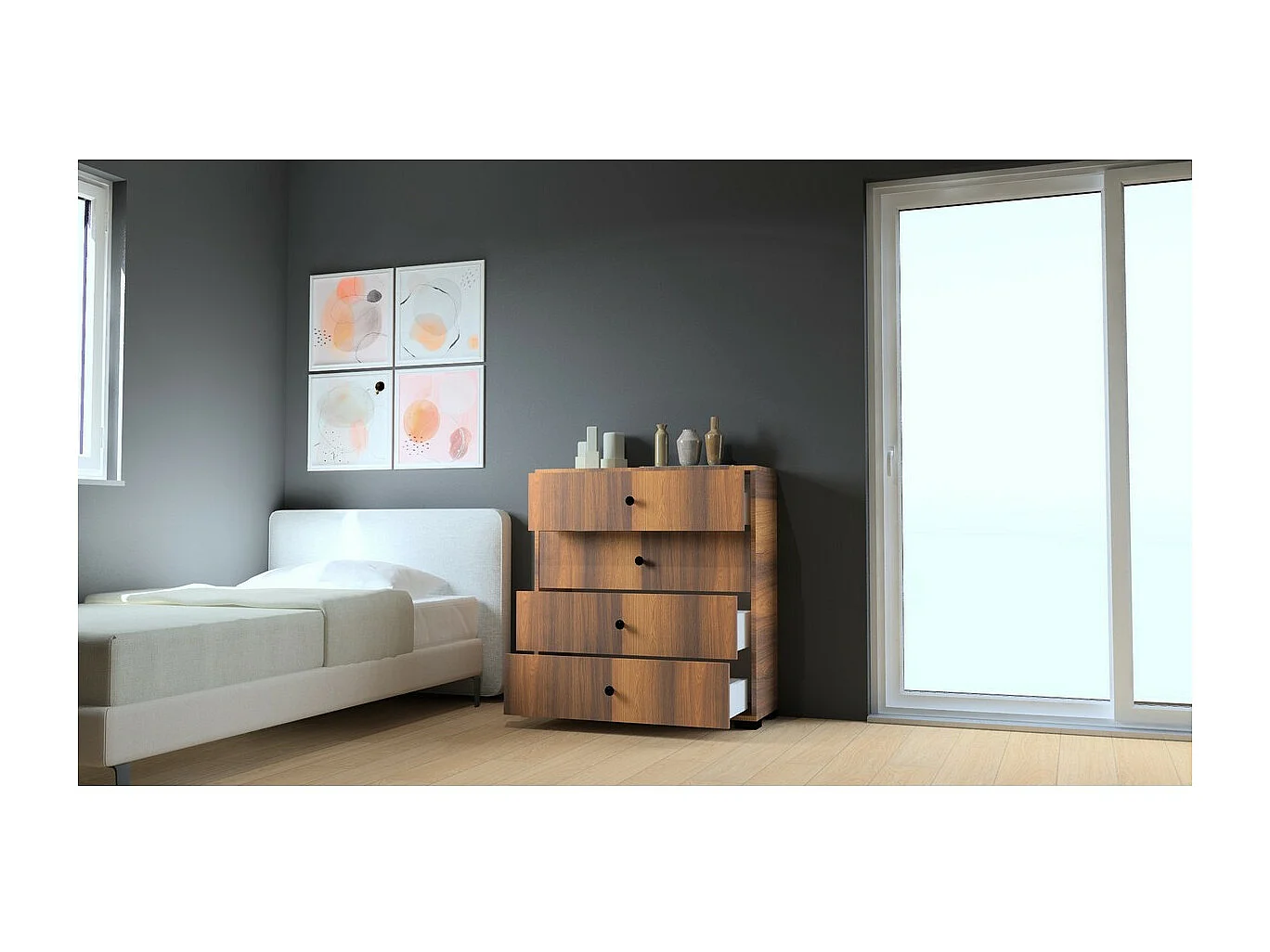 Cómoda Madrid, Branco, 90,3x33x189 cm, Epikasa