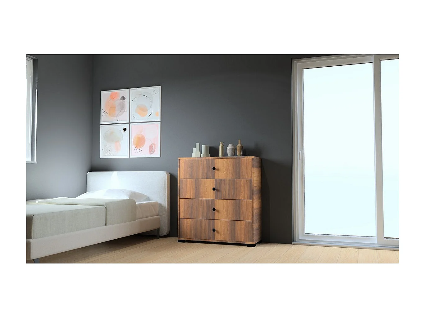 Cómoda Madrid, Branco, 90,3x33x189 cm, Epikasa