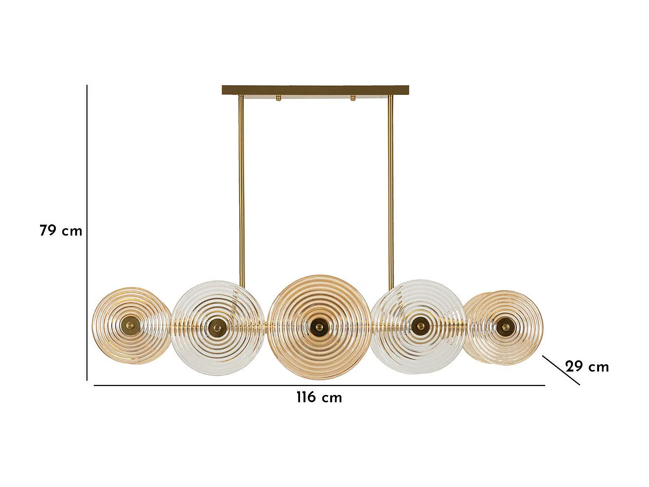 Hanglamp MF85, Goud, 116x27x79 cm, Epikasa