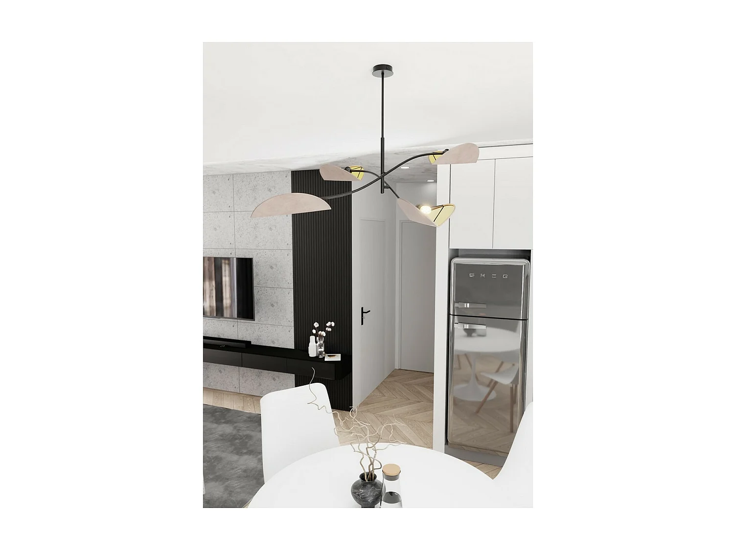 Lampada a Sospensione Lotus, Rosa, 105x59x105 cm, Seven Design