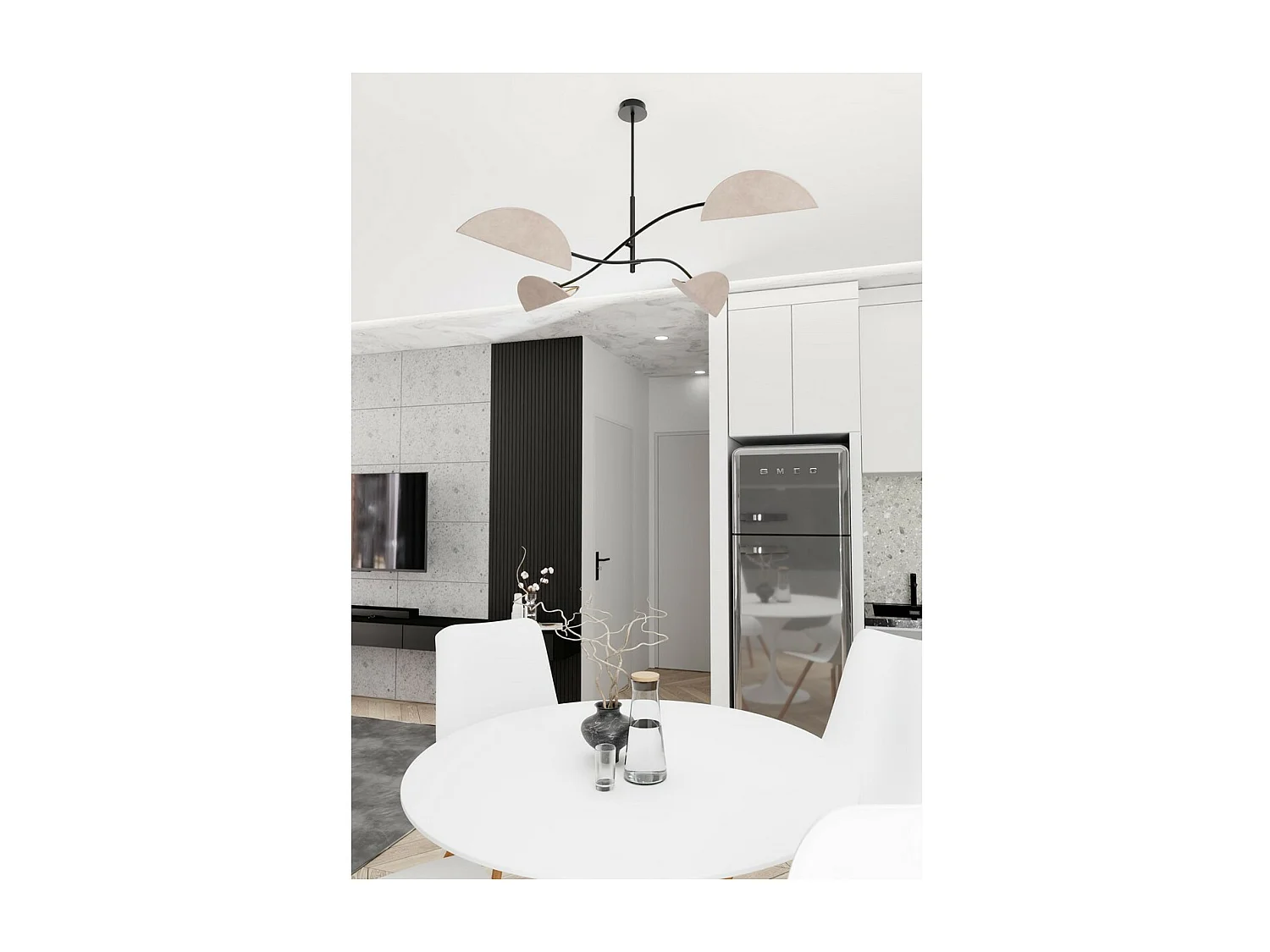 Lampada a Sospensione Lotus, Rosa, 105x59x105 cm, Seven Design