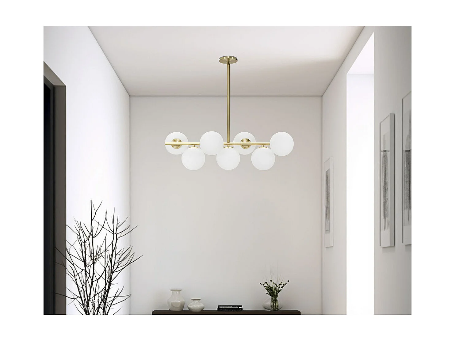 Hanglamp MF77, Goud, 81x30x74 cm, Seven Design