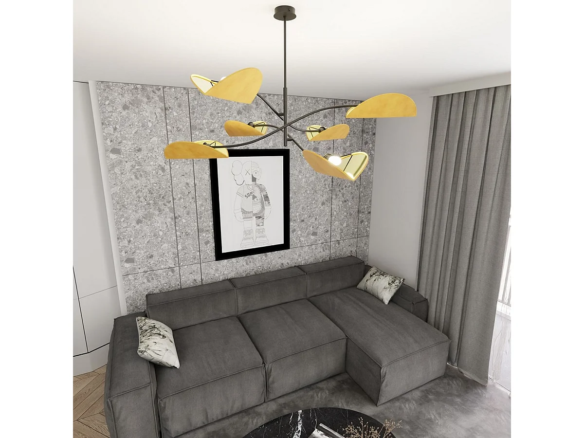 Lampada a Sospensione Lotus 7, Arancione, 105x59x105 cm, Seven Design