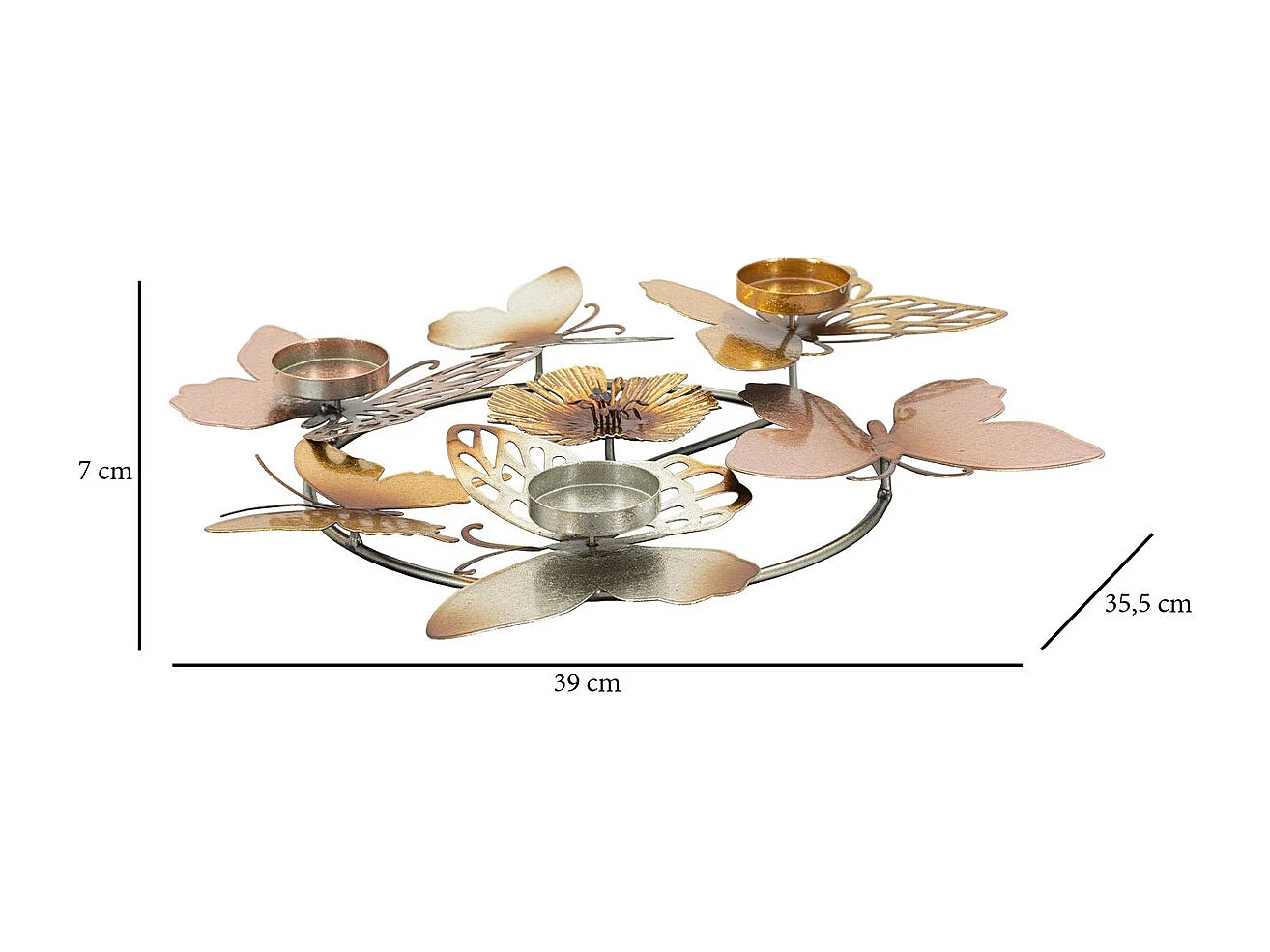 Bougeoir Papillon 22, Multicouleur, 39x35,5x7 cm, Seven Design