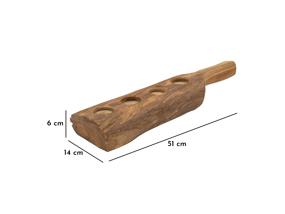 Kaarsenhouder Natura 5, Bruin, 51x14x6 cm, Seven Design