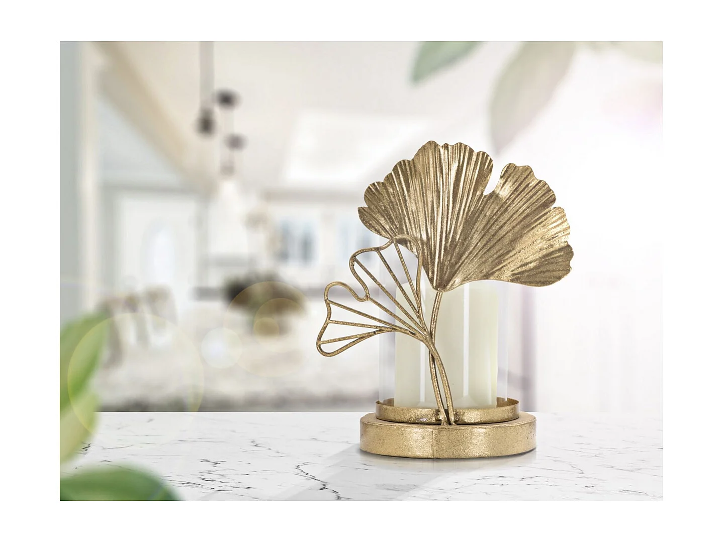 Bougeoir Feuille 61, Or, 17x12x21 cm, Seven Design