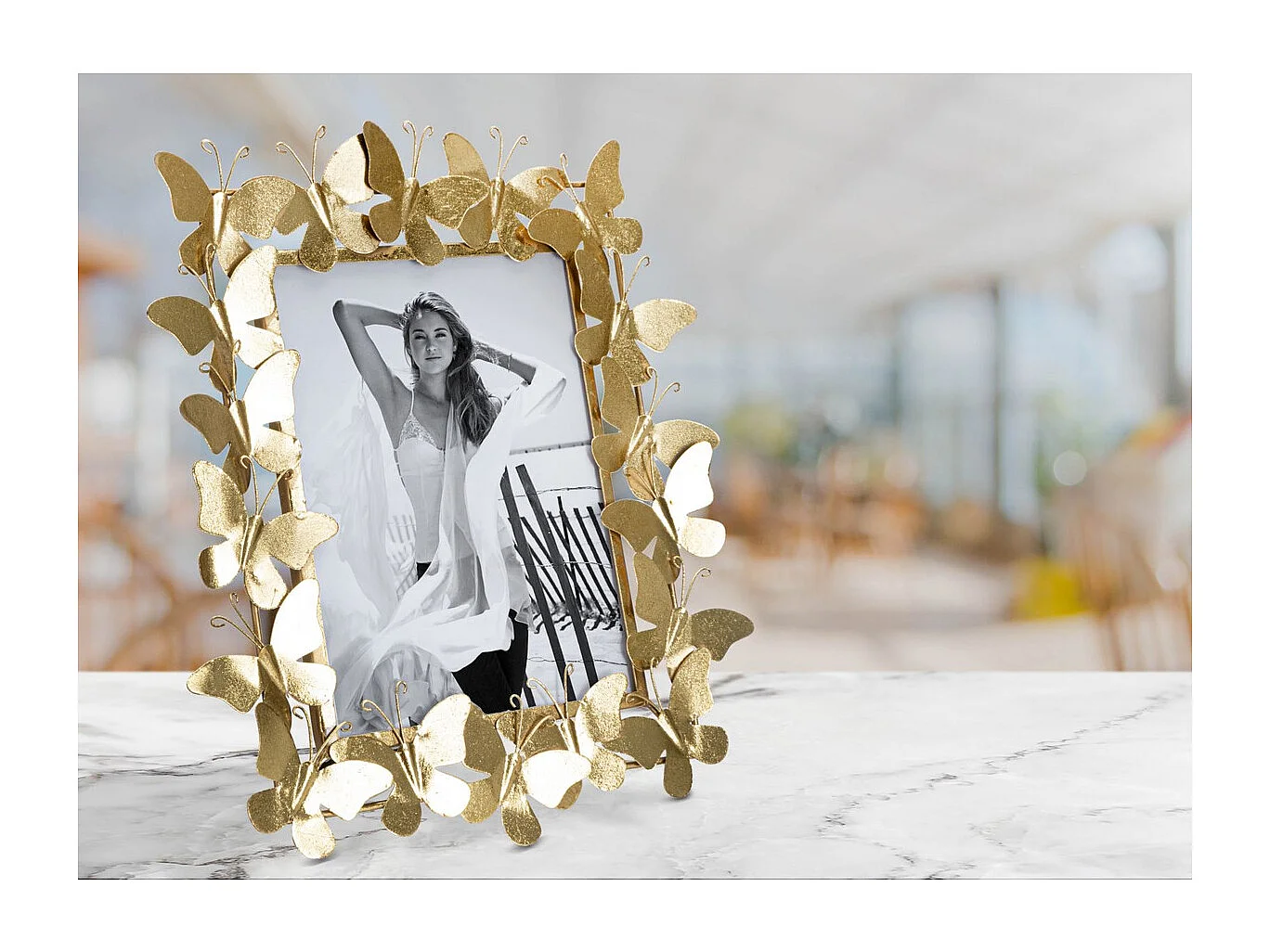 Cadre Photo Papillon 23, Or, 35x15x38 cm, Seven Design