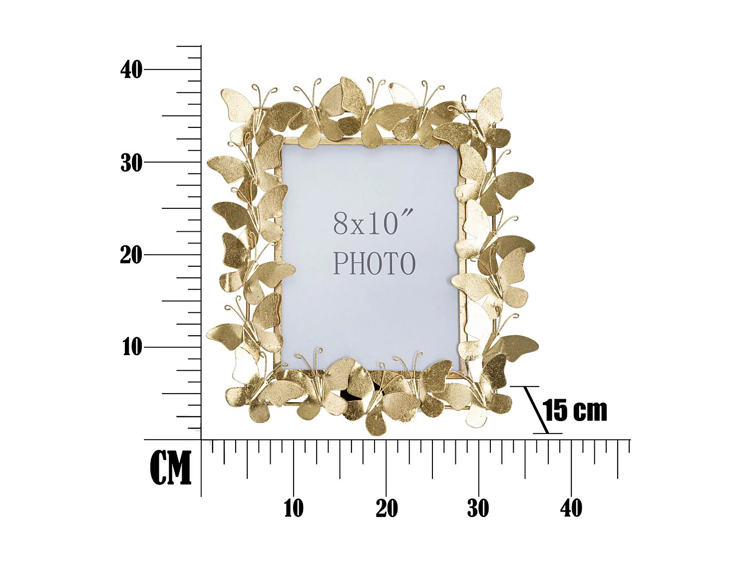 Cadre Photo Papillon 23, Or, 35x15x38 cm, Seven Design