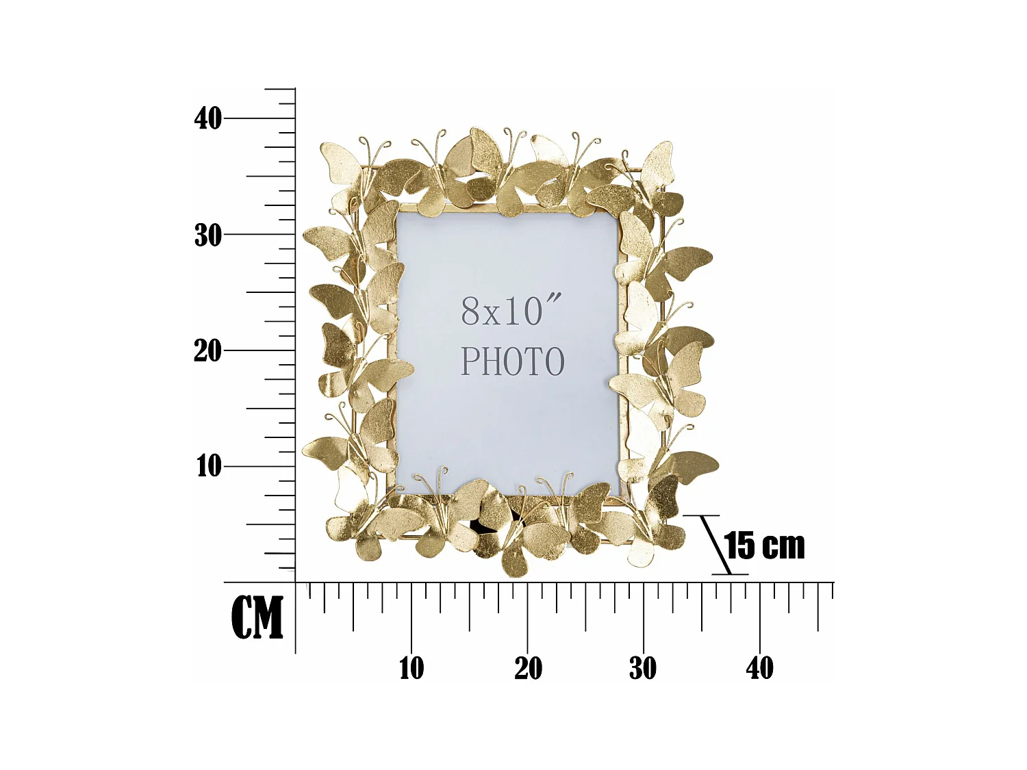 Cadre Photo Papillon 23, Or, 35x15x38 cm, Epikasa