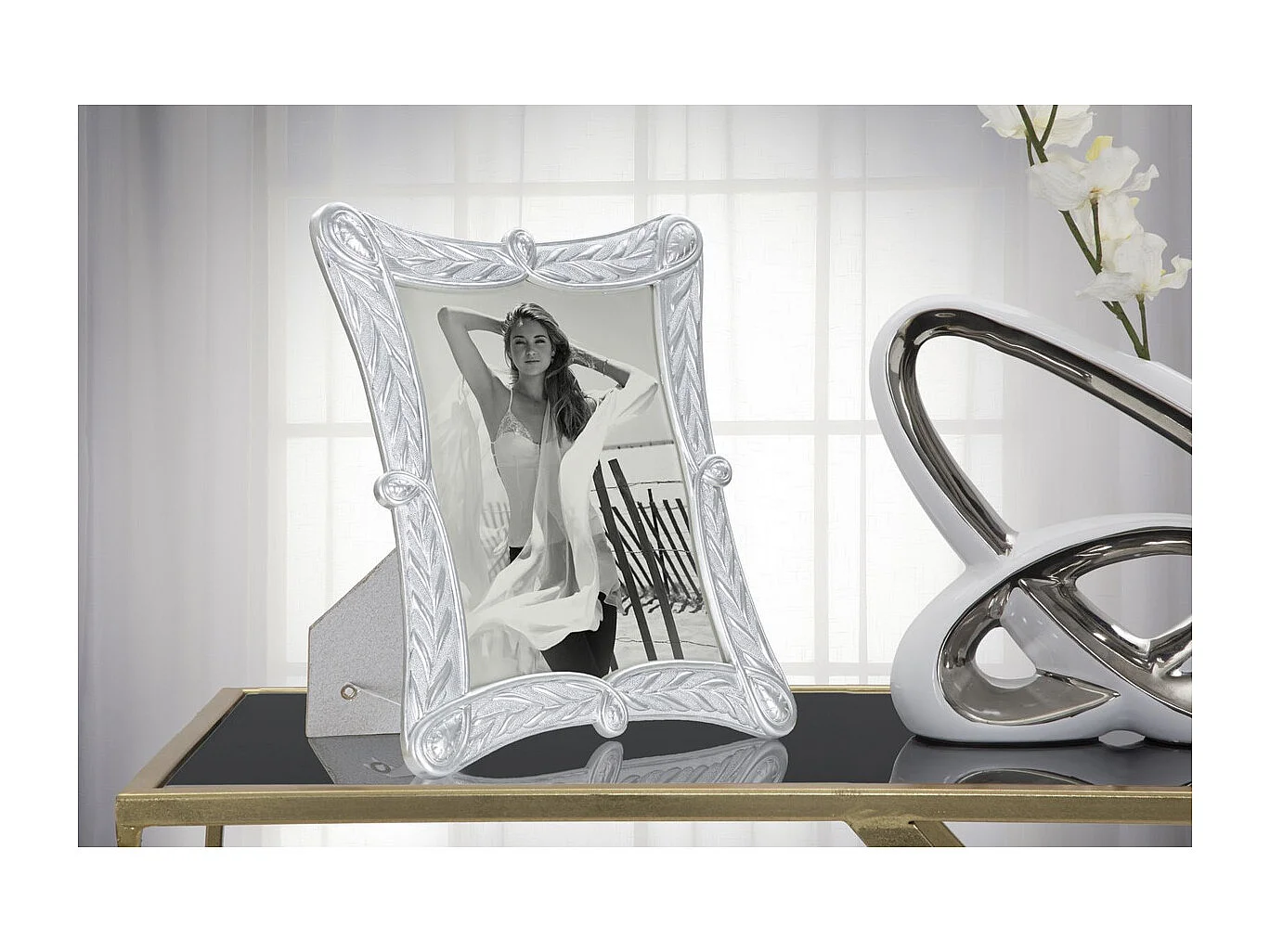 Portafoto Olistic 14, Argento, 28,2x2x33 cm, Seven Design