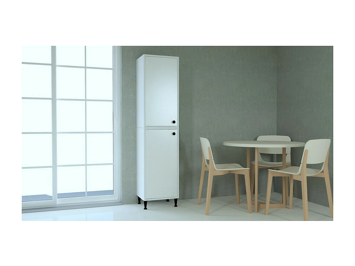 Onderkast Kumru, Wit, 45,1x34,5x174,8 cm, Epikasa