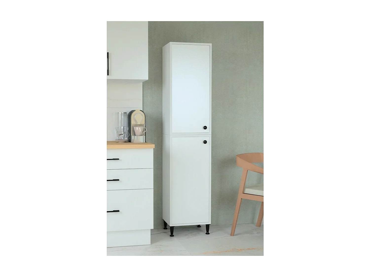 Szafka Na Cokole Masal, Biały, 40x33x192 cm, Epikasa