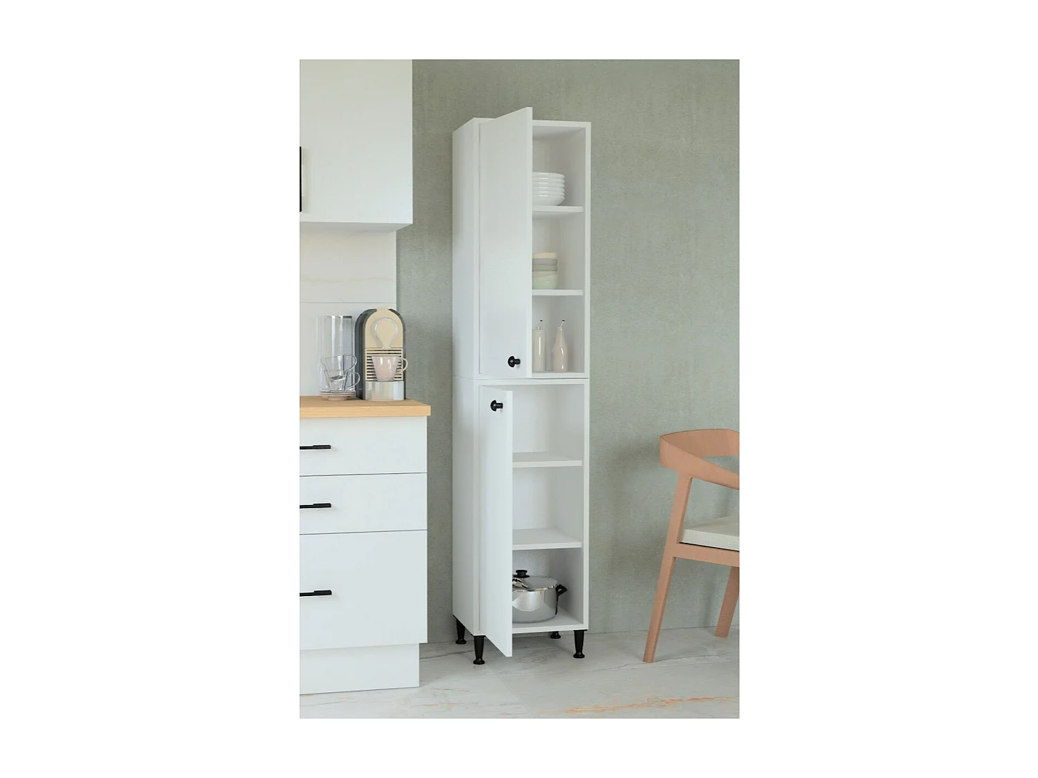 Szafka Na Cokole Masal, Biały, 40x33x192 cm, Epikasa