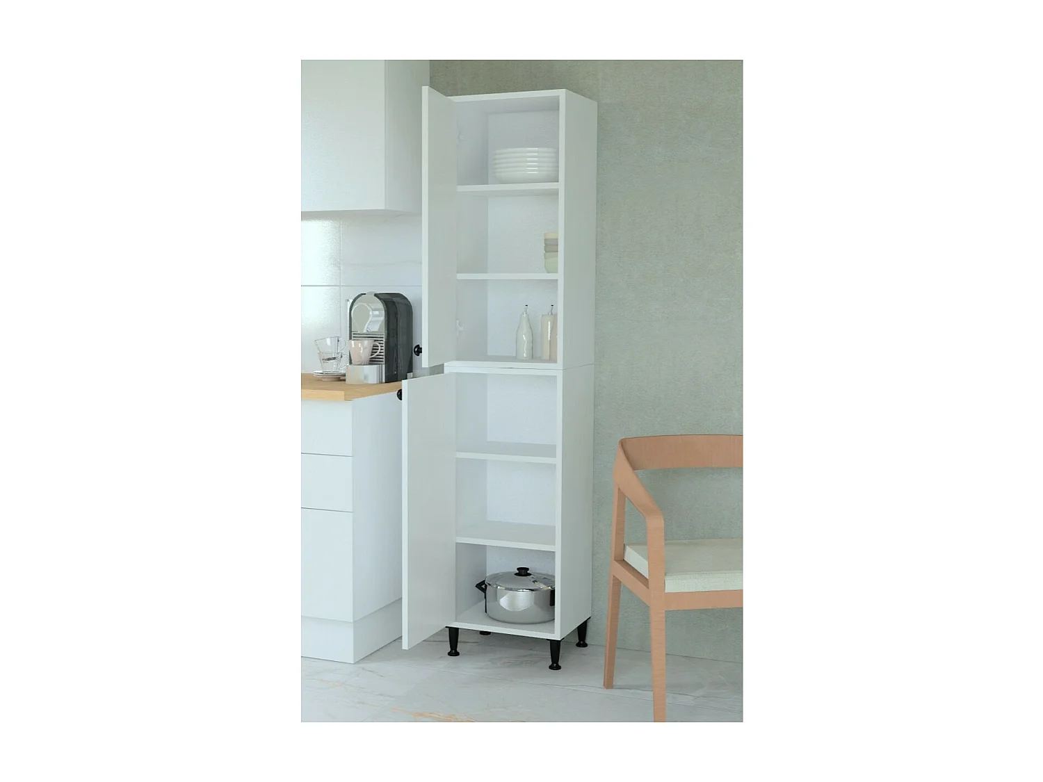 Szafka Na Cokole Masal, Biały, 40x33x192 cm, Epikasa