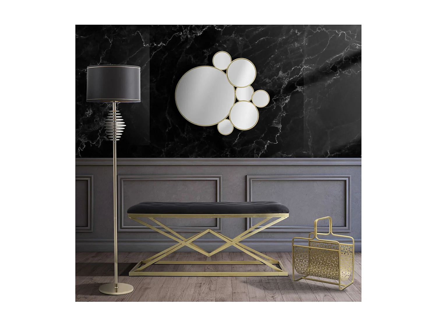 Porte-Revues MF334, Or, 37x22x44,5 cm, Seven Design