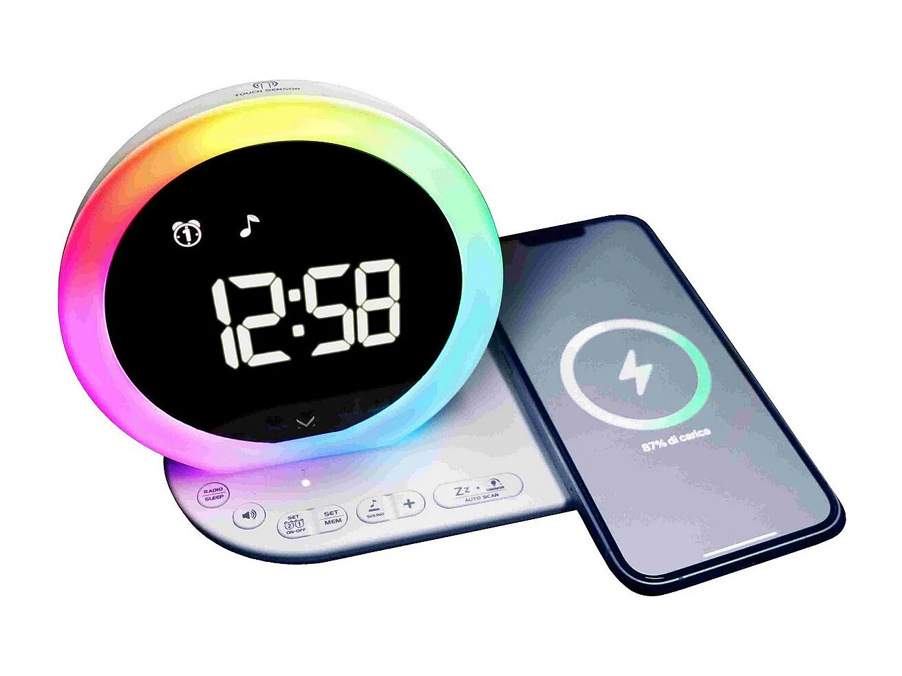 Radio-Réveil Intelligent Morning, Blanc, 9x13,9x21,9 cm, Majestic