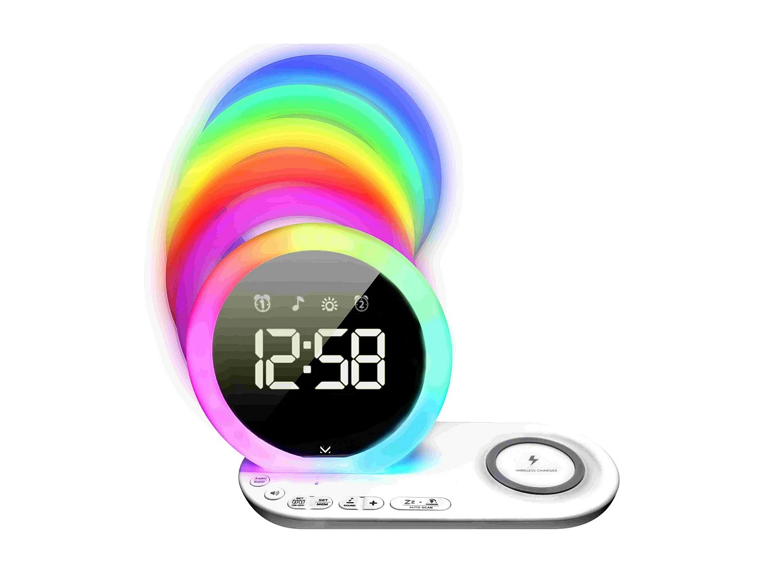 Radio-Réveil Intelligent Morning, Blanc, 9x13,9x21,9 cm, Majestic