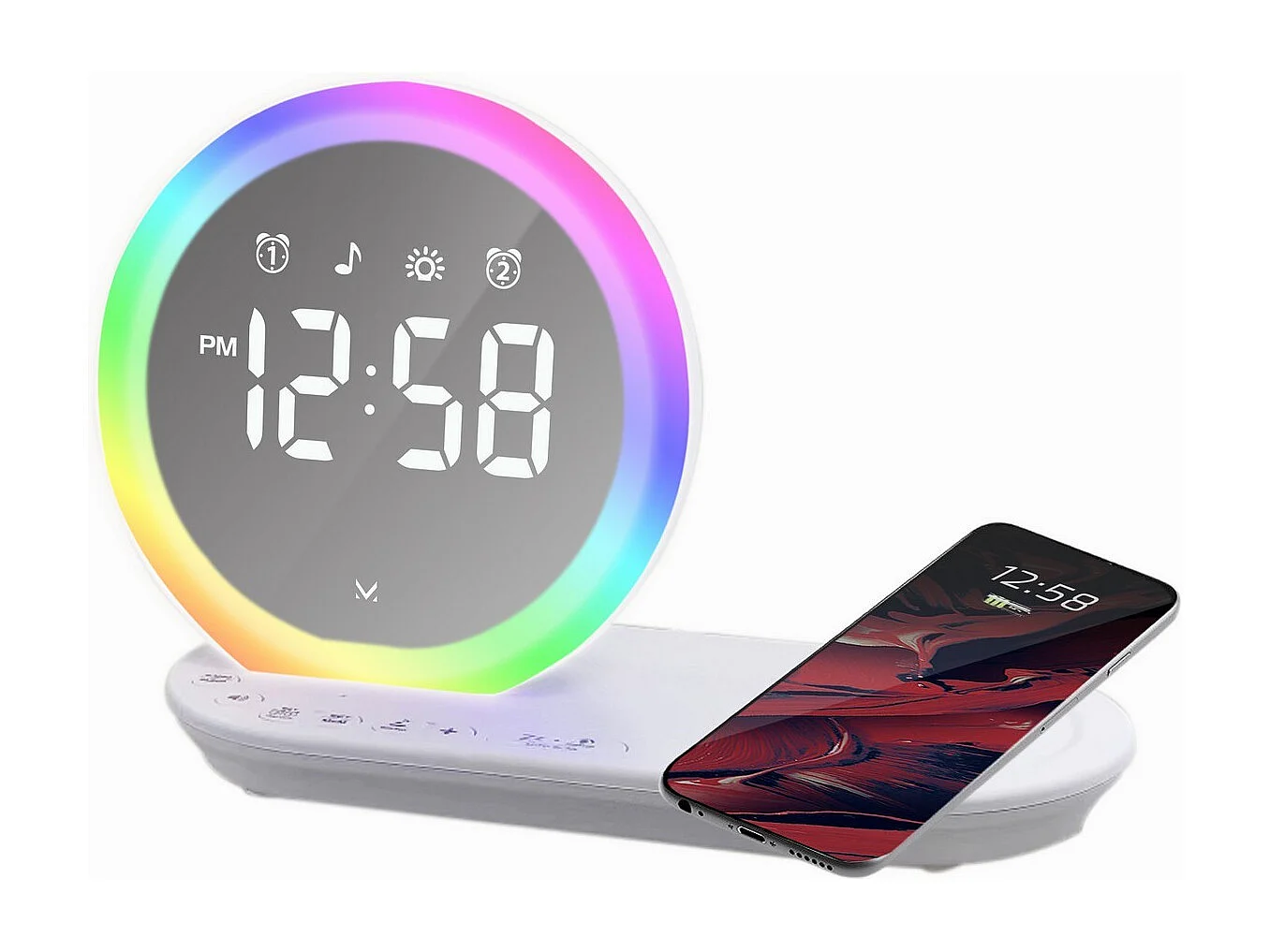 Radio-Réveil Intelligent Morning, Blanc, 9x13,9x21,9 cm, Majestic