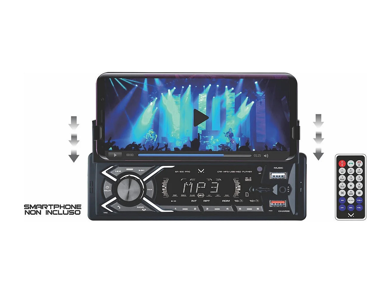 Autoradio Intelligent Pro, Noir, 20x20x6 cm, Majestic