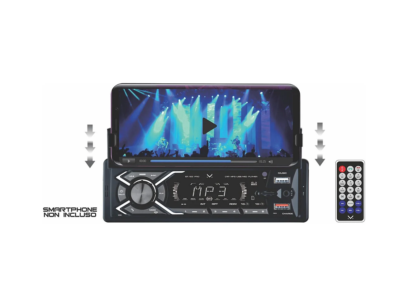 Autoradio Intelligent Pro, Noir, 20x20x6 cm, Majestic