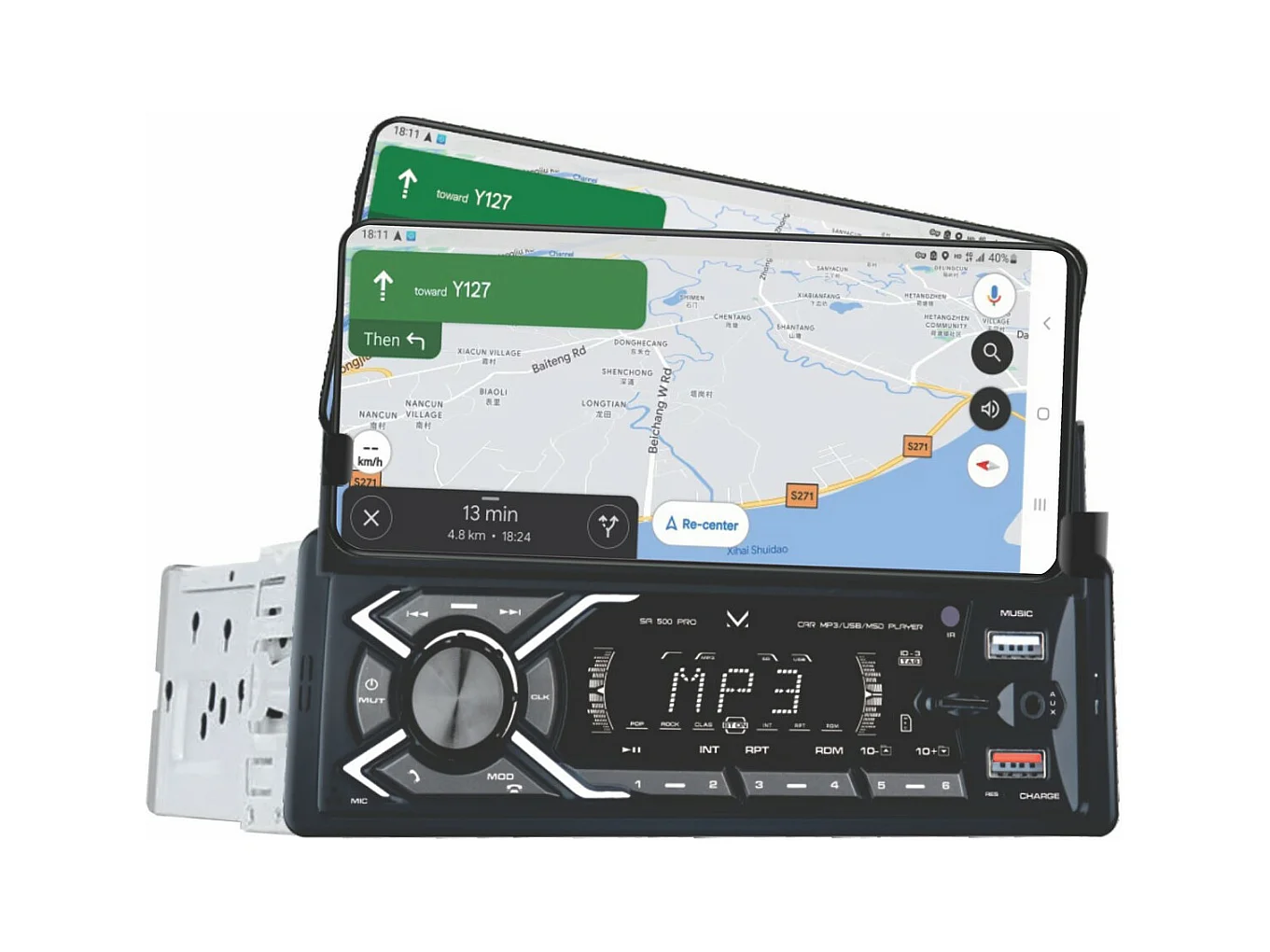 Slimme Autoradio Pro, Zwart, 20x20x6 cm, Majestic